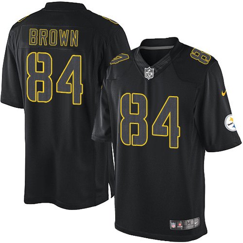 Men's Elite Antonio Brown Nike Jersey Black - #84 Impact NFL Pittsburgh Steelers